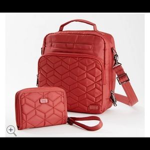 Lug Life Ranger 2 Like New Crossbody PLUS wallet! Rosewood red-RFID Protection